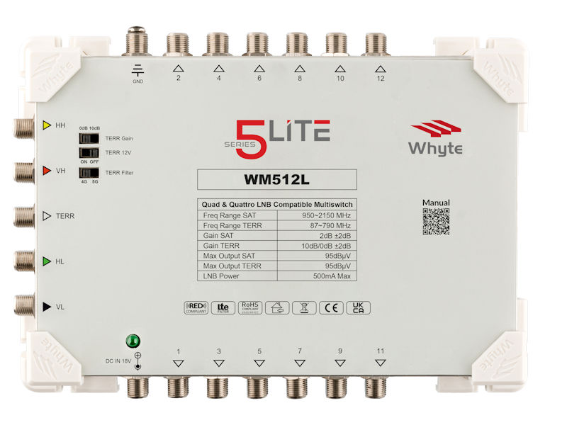 Whyte 5 Lite WM512L 5 Wire 12-Way Multiiswitch inc PSU