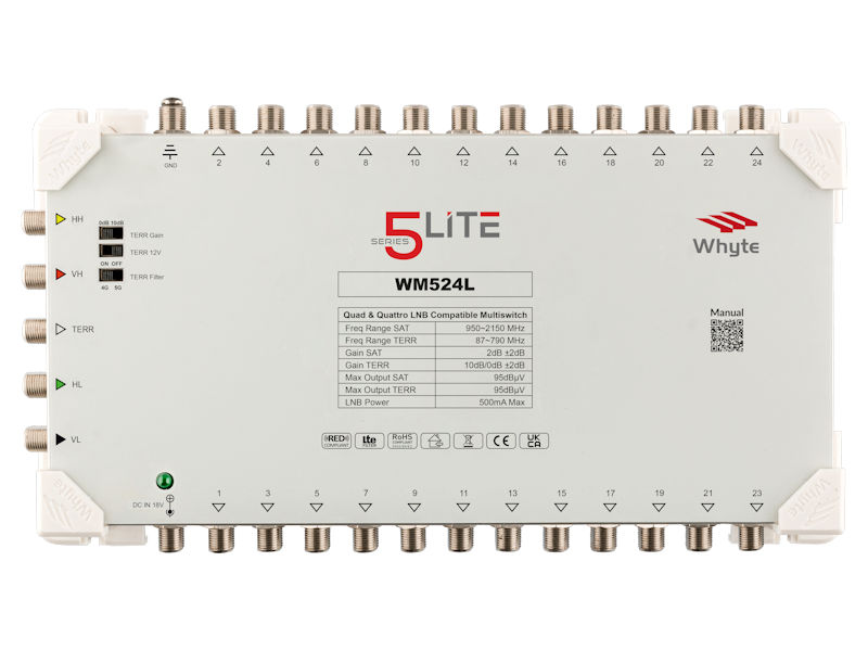 Whyte 5 Lite WM524L 5 Wire 24-Way Multiswitch inc PSU