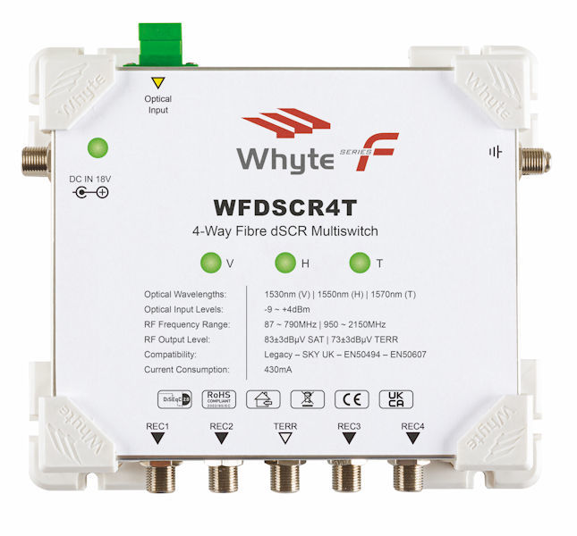 Whyte Series F WFDSCR4-G1 4-Way Fibre Optic dSCR Multiswitch Group 1