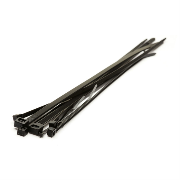 370 x 4.8mm BLACK Cable Ties (x100)