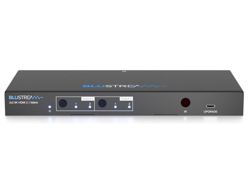 Blustream 2x2 8K HDMI2.1 HDCP2.3 Matrix with Audio Breakout, and EDID Management